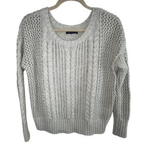 American Eagle Open Mixed Knit Sweater Gray Grey Size Small
